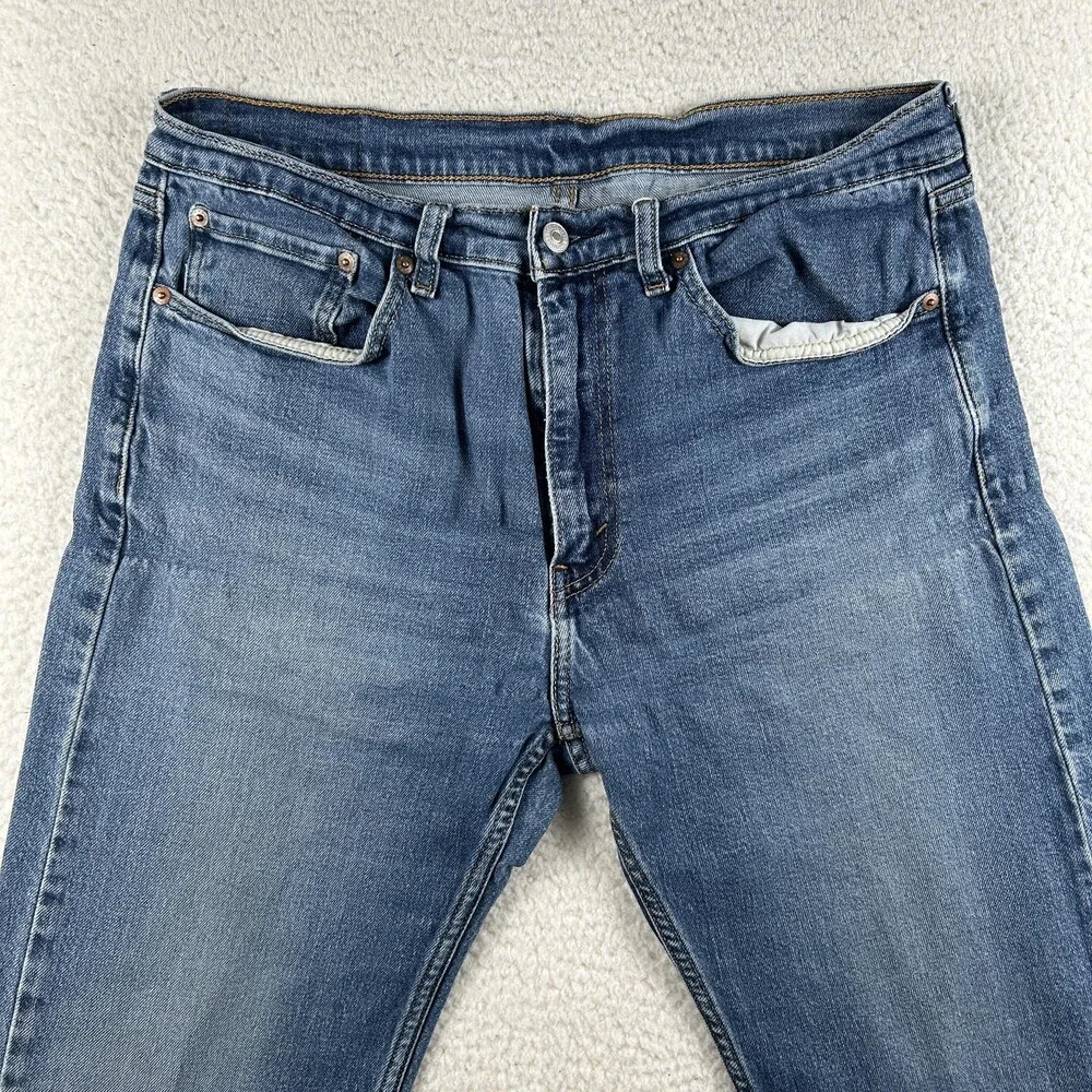 Levis 505 Jeans Mens 34x31 Med Wash Denim Regular Straight Stretch Zip Fly